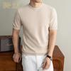 Jinjv Men's Summer Heavyweight Pure Cotton Crew Neck Knit T-Shirt