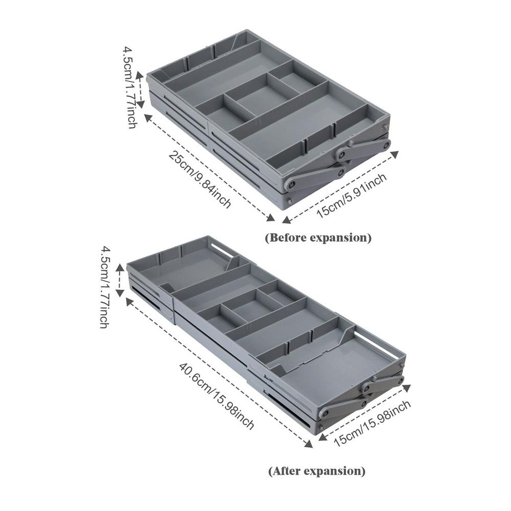 2/3 Tier Drawer Organizer Storage Tray Expandable Drawer Jewelry Box Adjustable Foldable Desktop Organizer Box Kitchen Cosmetics