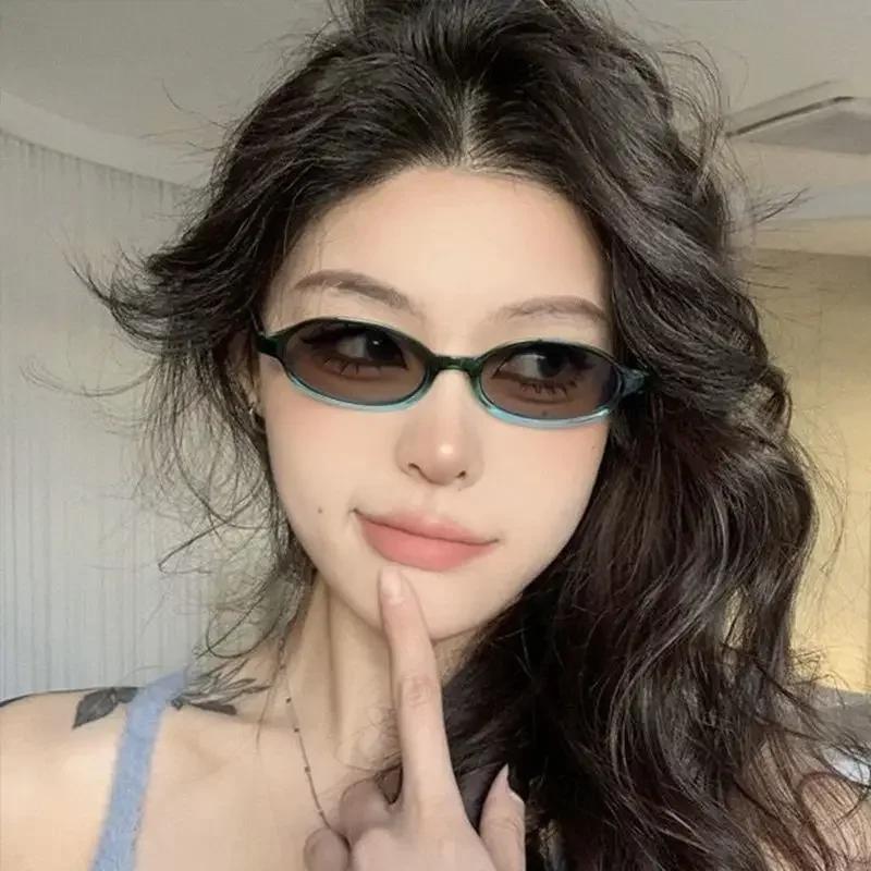 Small Oval Frame Pochromic Glasses Trendy Ultralight Color Changing Myopia Eyeglasses Men Women Retro Anti Blue Light Glasses