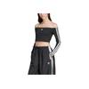 adidas Damen Adicolor Off-Shoulder Langarm-Langarmtop Schwarz Damen Streetwear JD0274