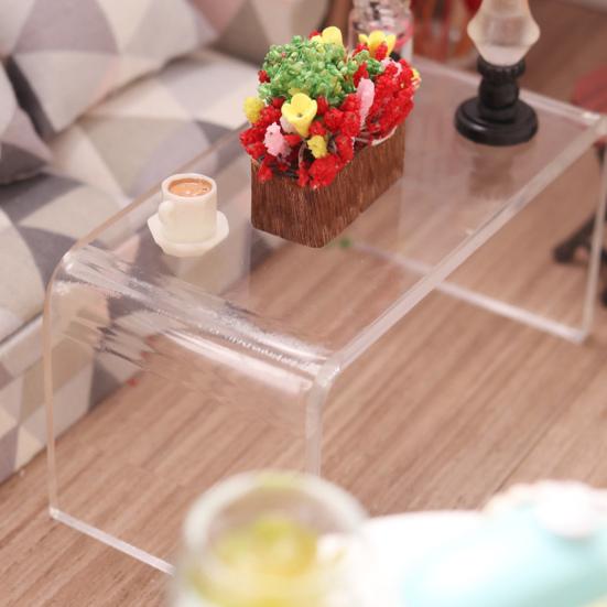 Dollhouse Modern Table Fine Workmanship Fadeless Bathroom Accessory Mini House Accessories Clear Table for Children