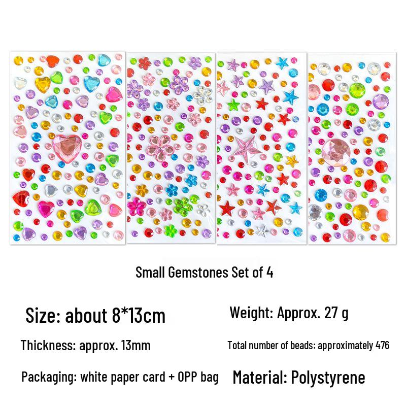 Gem Stickers: Kids' 3D Acrylic Crystal DIY Rhinestone Decorations, Colorful Cross-Border Designs for Girls