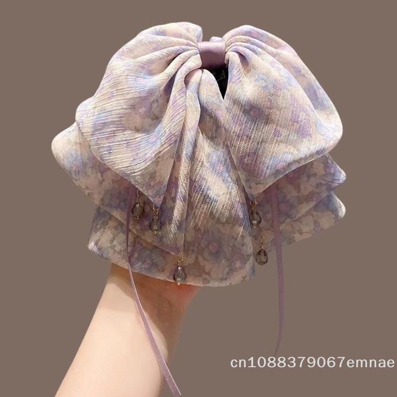 Elegant Women's Multi-layer Large Bowknot Hair Claw Fashion Barrettes Multi-color Ponytail Clip Hairpin Hair Accessories