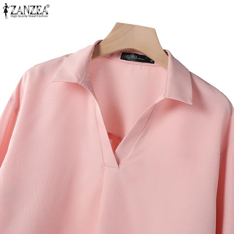 ZANZEA Lässiges Zweiteiler-Set aus langärmeliger Bluse und Hose für Damen