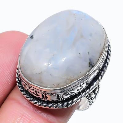 Natural Rainbow Moonstone Gemstone 925 Sterling Silver Gift Ring Size 9 H4e77