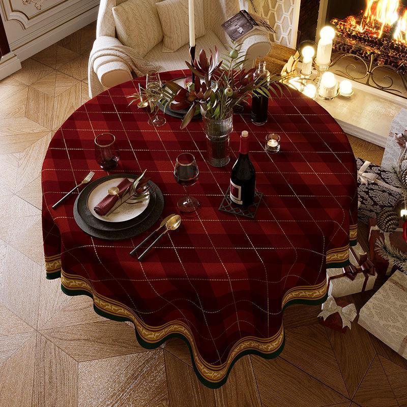 Hochwertige Weihnachts- und Neujahrs-Rundtischdecke für Ess- und Kaffeetische