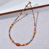 Vintage Colorful Agate Stone Beaded Necklace - Women's Ethnic Style Clavicle Chain