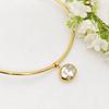 CE Certificate Stainless Steel PVD 18k Gold Plated AAA Oval Zircon Pendant Open Choker Cuff Torque Necklace East West Jewelry