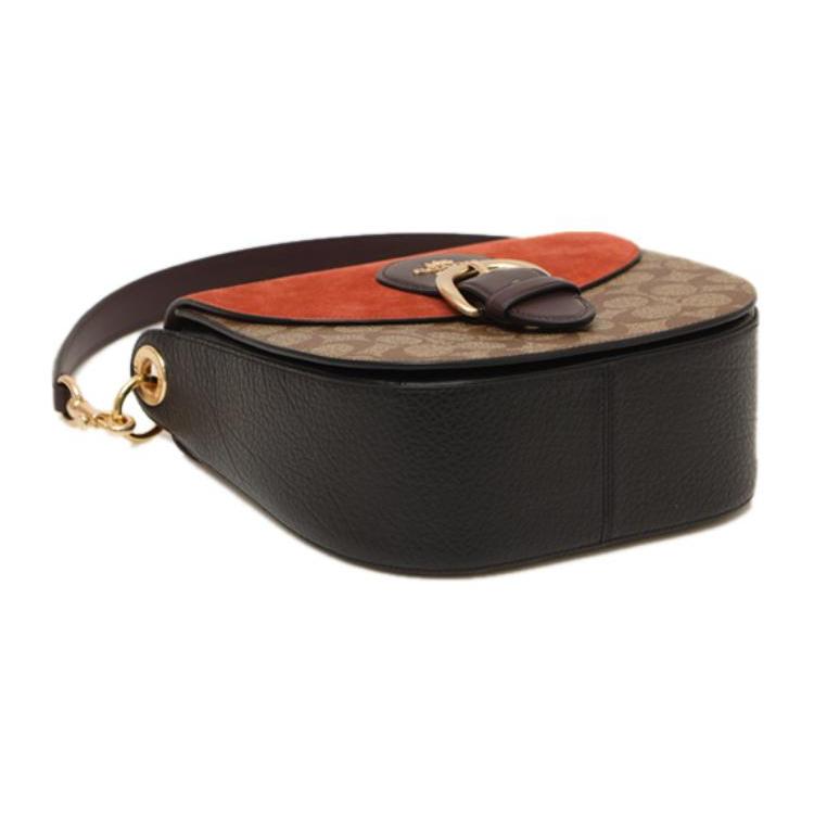 

New COACH Kleo Leather PVC Saddle Bag Portable Crossbody Bag Shoulder Bag Women s Terracotta C5692-IME7V 23.1*8.4*22.1CM