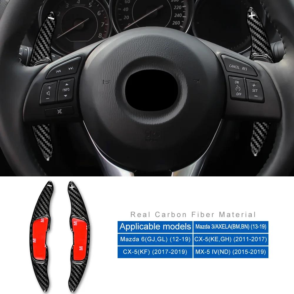 Real Hard Carbon Fiber Steering Wheel Paddle Cover for Mazda 3 Axela 6 GJ GL CX 5 MX 5 Car Interior Trim Accessories