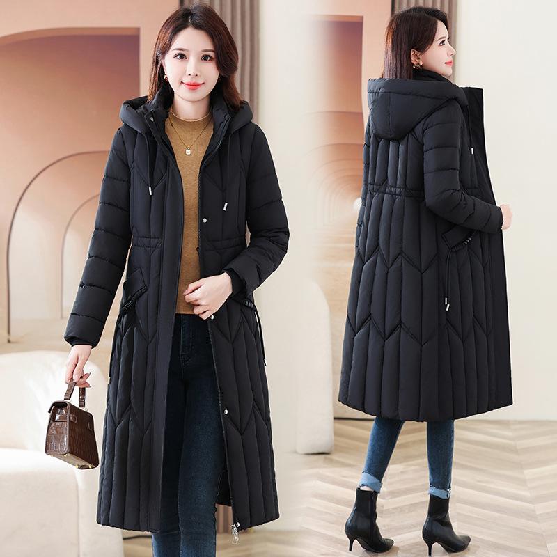 Winter 2025 new style down cotton coat women's long knee-length cotton-padded jacket thick figure-flattering cotton coat