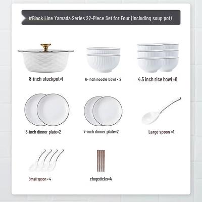 Mo De Lanka Ceramic Dinnerware Set for 4 (22-Piece Gift Set)