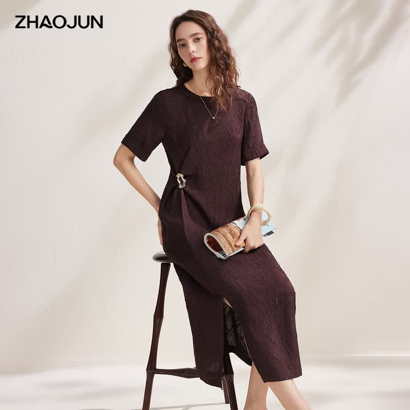 Zhaojun 2026 Spring Summer Mulberry Silk Slit Dress XL