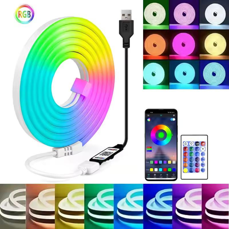 5V RGB Bluetooth LED Neon Light Strip - USB, Flexible, Full Color, Waterproof, DIY Atmosphere Lighting
