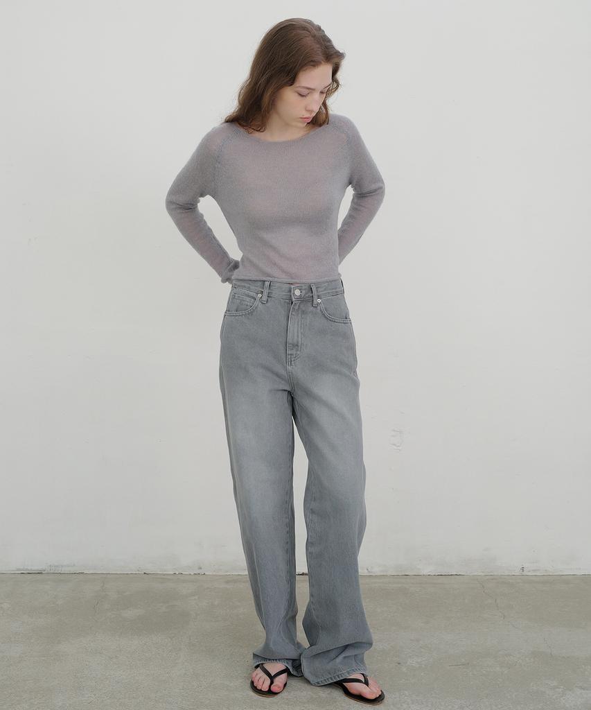 ANDNEEDS Boat Neck Sheer Knit (Blue Gray)