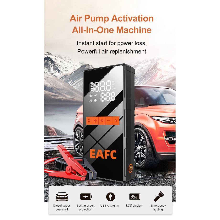 Car Jump Starter With Air Compressor LCD Screen  Portable Booster Charger 1200A Powerful Car Battery Starting Device Car Starter