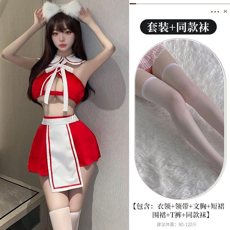 Sexy Lingerie Sexy Open Crotch Leaking Milk Sailor Suit Pure Desire Bed Teasing Flirting Small Breasts