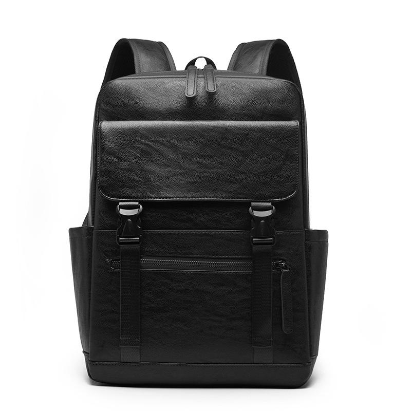 Men's PU Backpack Waterproof Large Capacity Business Commuting Computer Backpack Student School Bag