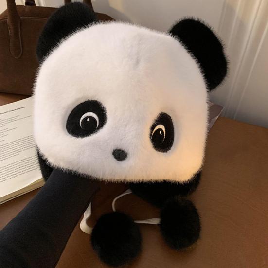 Winter Riding Hat Panda Shape Thickened Warm Hat Face Shape Modification Windproof Ear Protection