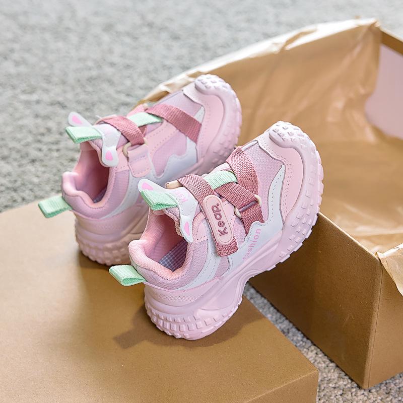 

Children s sports shoes boys and girls 2025 spring and autumn new breathable mesh lightweight shoes little white shoes non-slip mesh shoes 21