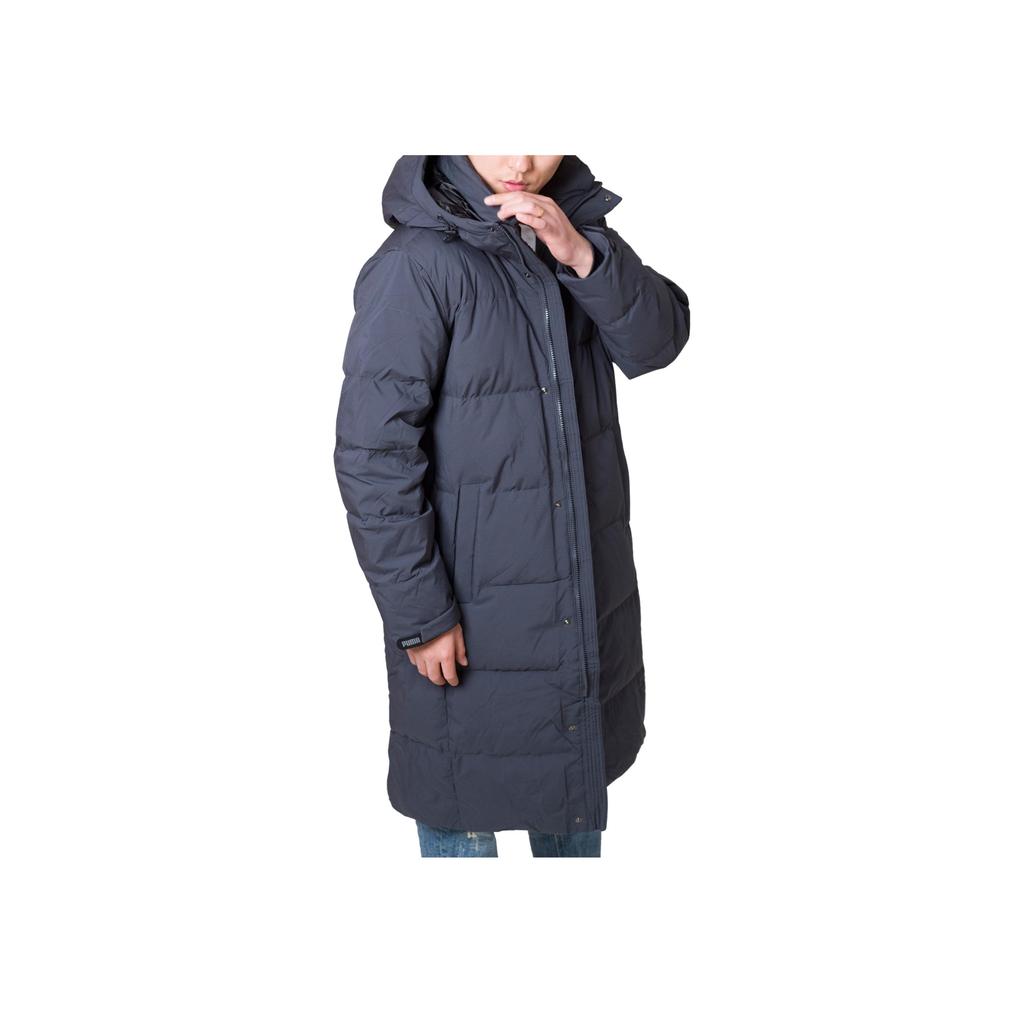 PUMA Logo Print Solid Color Mid-Length Hooded Down Jacket Unisex Outerwear Charcoal-Gray 932587-02