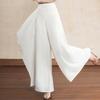 Women's Linen Blend Overlay Wide Leg Pants – High Waist Flowy Palazzo Trousers (Size 27-33)