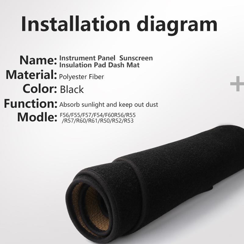 For Mini CooperS ONE JCW F56 F55 R56 Dashmat Dashboard Cover Trument Panel Sunscreen Ulation Pad Dash Mat Anti-Dirt Proof