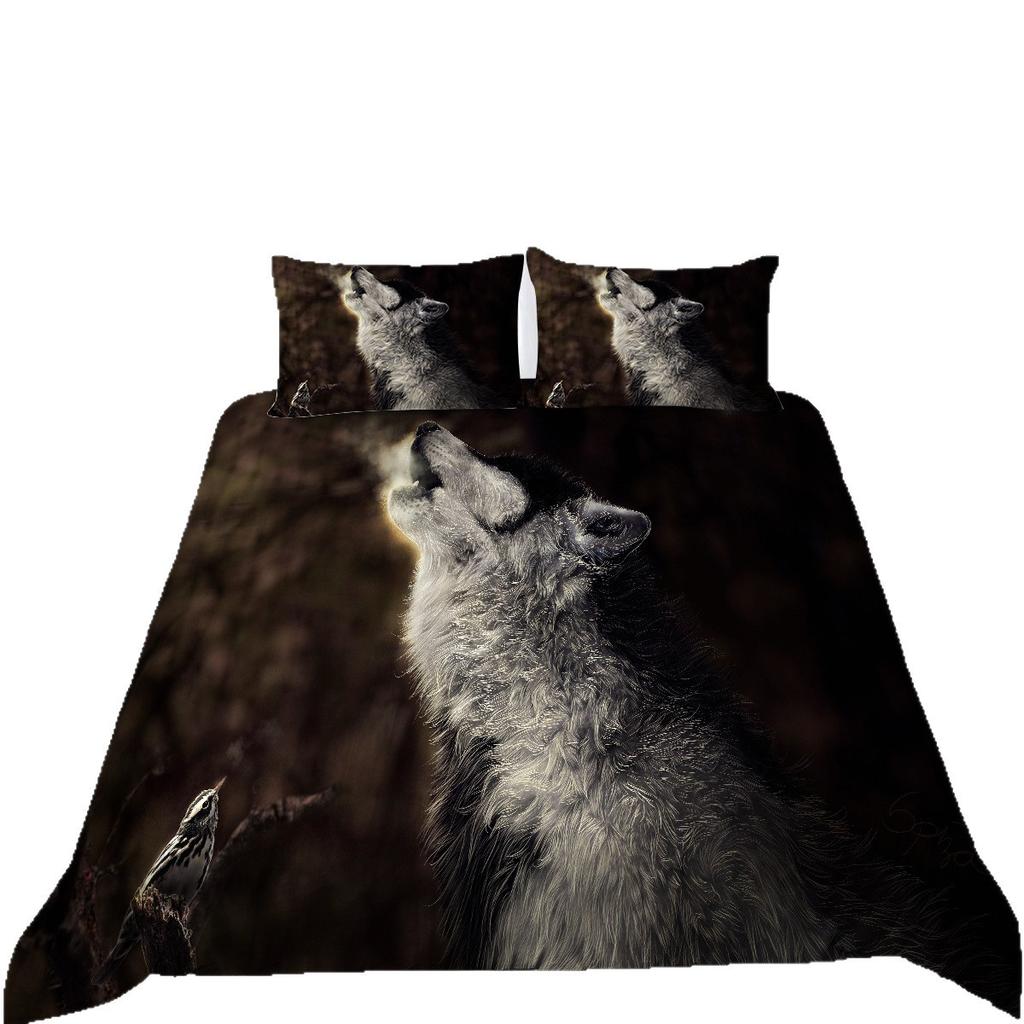 Animal 3D Digital Printing Wolf Series Bedding Two Three Piece Set Polyester