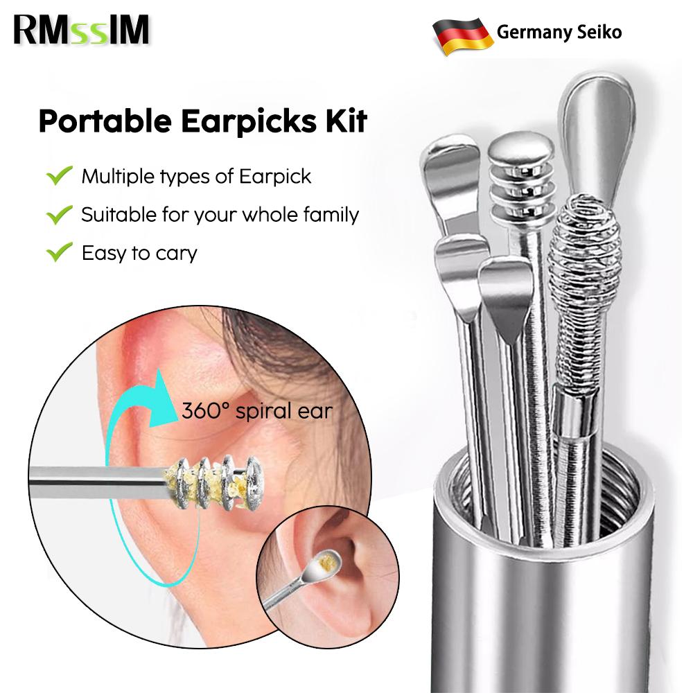 6pcs/Set Ear Cleaner Set Earpick Ear Wax Remover Ear Spoon Curette Ear Cleaning Spiral Earpick Easy Earwax Removal Ear Cleaner