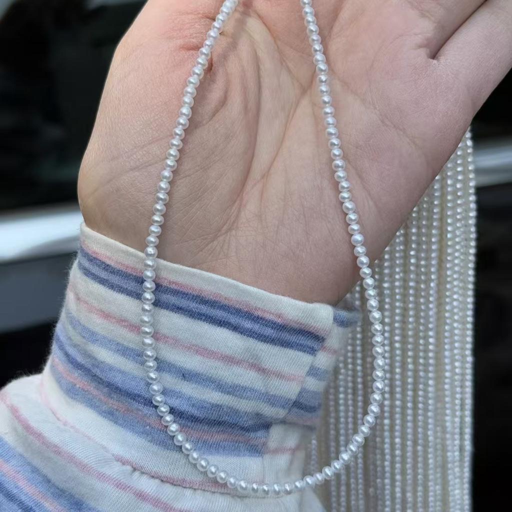 1String, White Natural Freshwater Pearls Beads, 2.8-3.2mm, for DIY Necklace, Bracelets, Anklets, Jewelry Making Crafts, Length 36 Cm