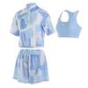 Casual Conservative Three-Piece Swimwear Set Women Swimwear Blue 9825332481-2