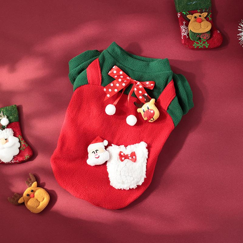 

Dog Christmas Clothes Elk Santa Claus Dog Cats Coat Hoodies Winter Thickened Padded Warm Pet Clothes Christmas Dogs Costume XS