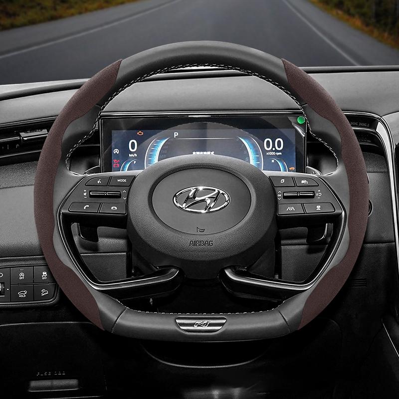 Suitable for Hyundai Anti-Slip Buckle Segmented Suede Steering Wheel Cover I30 Tucson I20 Accent I10 I40 Kona Ix35 Grand Elantra Solaris Creta Getz