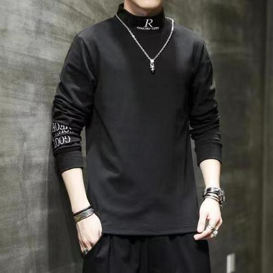 Pánská zimní mikina s polovičním rolákem a plus sametem - Hřejivá, volného střihu, trendy s dlouhým rukávem pro teenagery