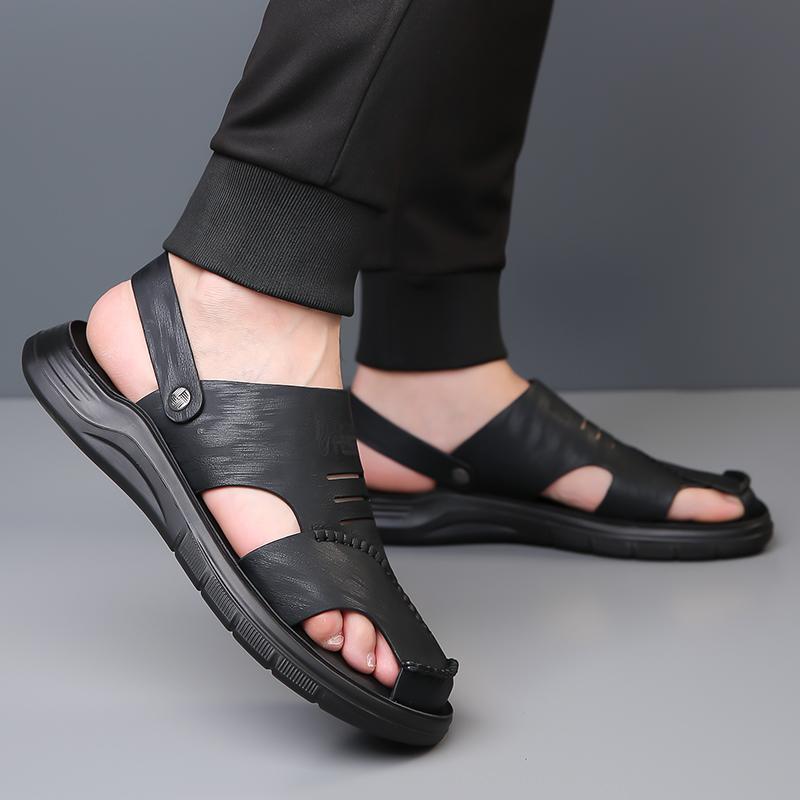 Beach Flats Open-toe Men's Slide Sandals Comfortable Summer Shoes Quick Dry Wading Aqua Slippers All-match Travel Male Sandals