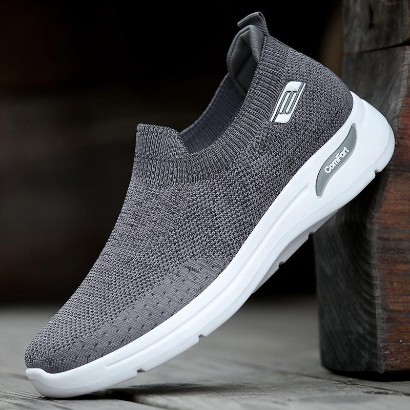 

Shoes men s summer fly-woven shoes new cloth shoes men s shoes soft-soled casual shoes 44 серый