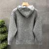 Men's Casual Solid-color Cutouted Hooded Cardigan Knitted Sweater Coat