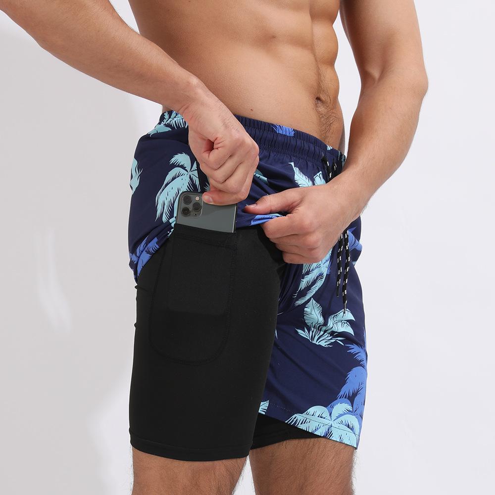 Muscle Men's Summer Sports Cacual Shorts Fitness Running Quick-Dry Beach Shorts Printed Loose Size Summer Shorts with Pockets