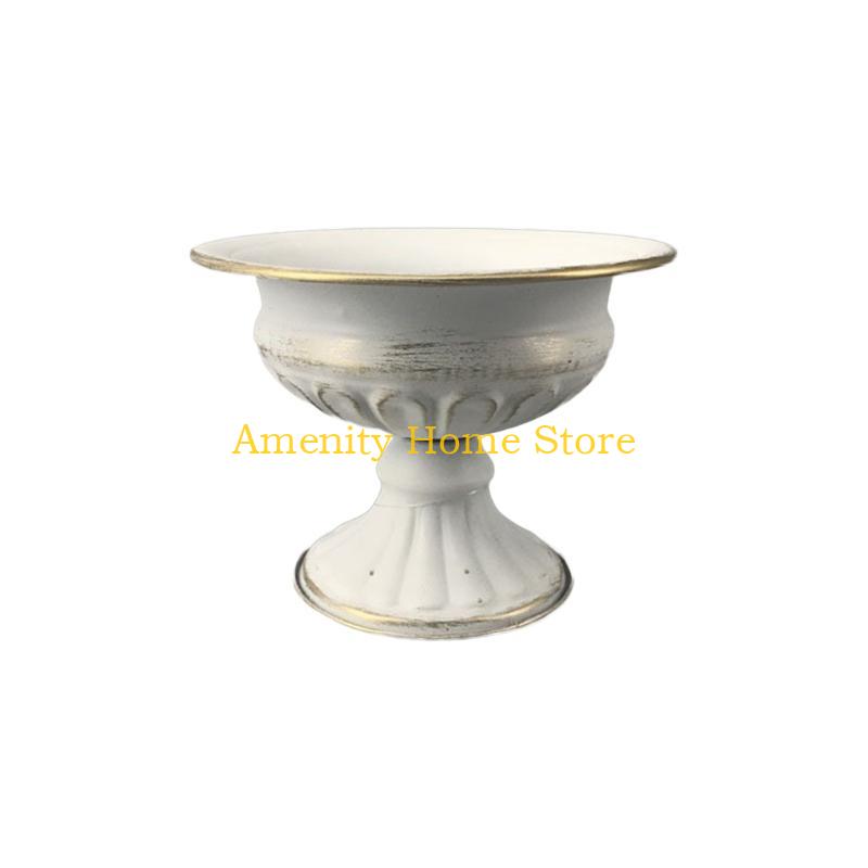 F26C Vintage Metal Flower Vase Farmhouse Pot for Dried Floral Arrangements Container Table Centerpiece Rustic Wedding Home