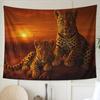 African Sunset Grassland Leopard Tapestry Animal Background Cloth Living Room Light Luxury Decoration Room Decoration