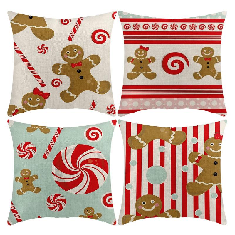 

New Santa Claus Pillow Printed Short Plush Christmas Cushion Cushion Christmas Gift Pillow Cover 45*45cm
