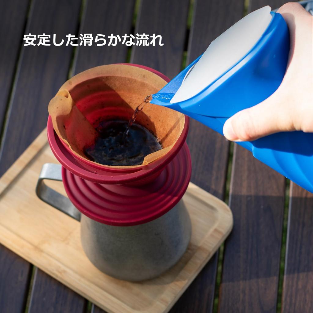 MERMOO YILAN Coffee Pot, 360ml Silicone Drip Pot, Lightweight Coffee Drip Kettle for Outdoor Camping and Travel (Blue)