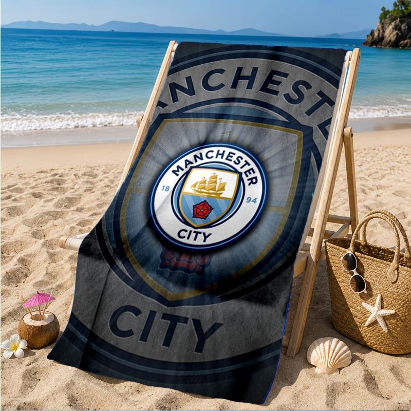 City Football Club Printed Microfiber Beach Towel, Soft And Absorbent, Quick-Dry, Ideal for Summer Travel, Beach Essential, Swimming Pool