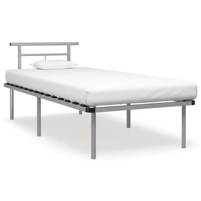 VidaXL Cadre de lit Gris Métal 90x200 cm