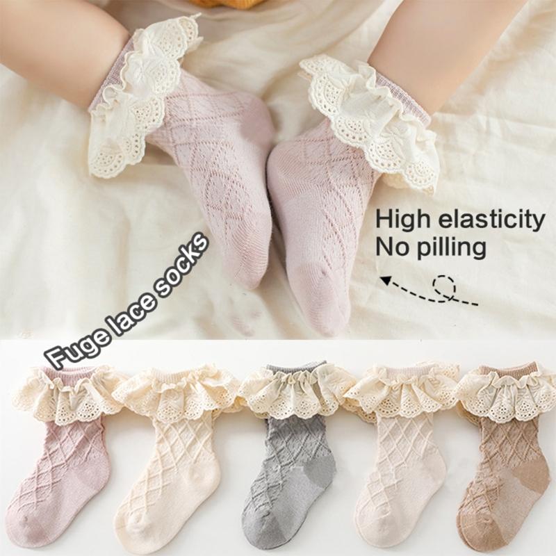 Colorful Baby Girl Sock  Baby Girls Ruffle Socks Kid Toddler Frilly Lace Ruffle Dress Cotton Socks for Spring Autumn
