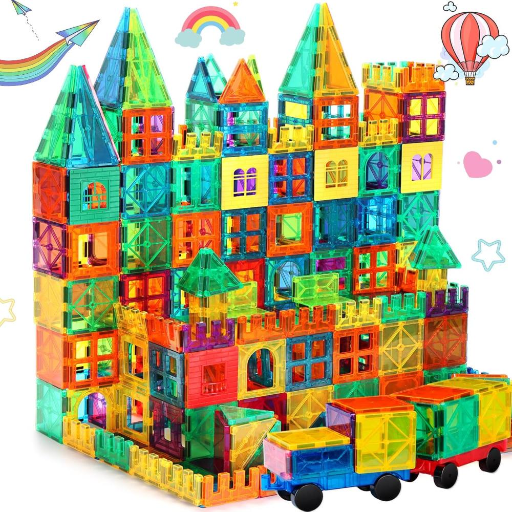 Magnetic Tiles, 100PCS Building Blocks, Magnets Building Set, STEM Construction Stacking Toy Gift for Kids 3+ Boys and Girls Preschool