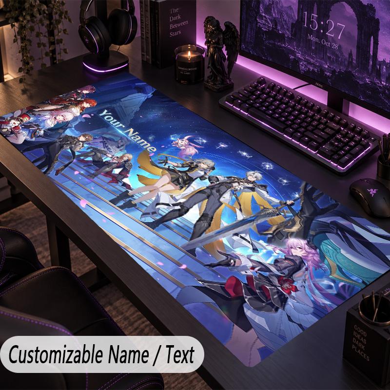 Custom Text Big Mousepad, Extended Desk Pad For Laptop Work GameHonkai Star Rail