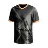 Men's Short Sleeve V-Neck T-Shirt with Halloween Print for Casual Daily Wear