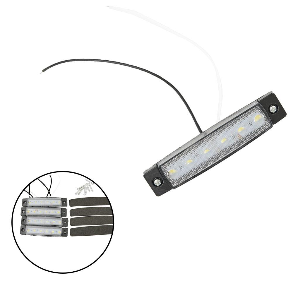White Bar lights 12 Volt Set Superior illumination Trailers Trucks Waterproof 4pcs Courtesy LED Marine Grade Parts