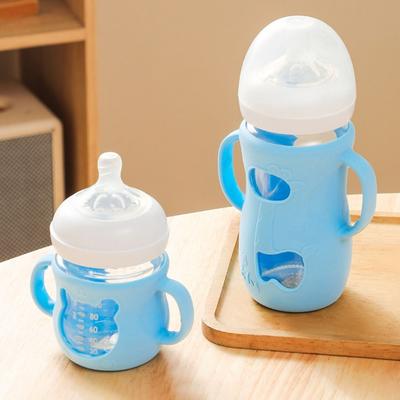 Bruchfeste Glasflaschenhüllen mit Griffen Babyflaschenhalter Premium-Silikonhüllen Säugling